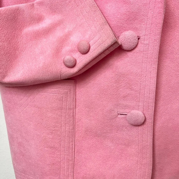 Vintage Women’s Custom Made In Hong Kong Pink Suede Blazer & Skirt Suit Medium - Picture 7 of 16
